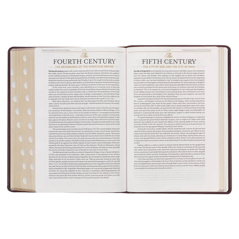 Burgundy and Saddle Tan Faux Leather Large Print King James Version Study Bible with Thumb Index