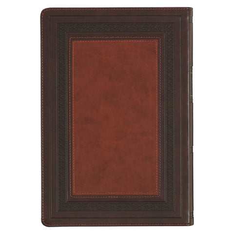 Burgundy and Saddle Tan Faux Leather Large Print King James Version Study Bible with Thumb Index