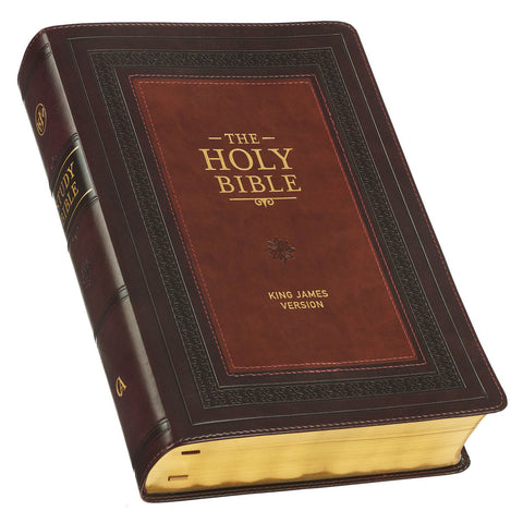 Burgundy and Saddle Tan Faux Leather Large Print King James Version Study Bible with Thumb Index
