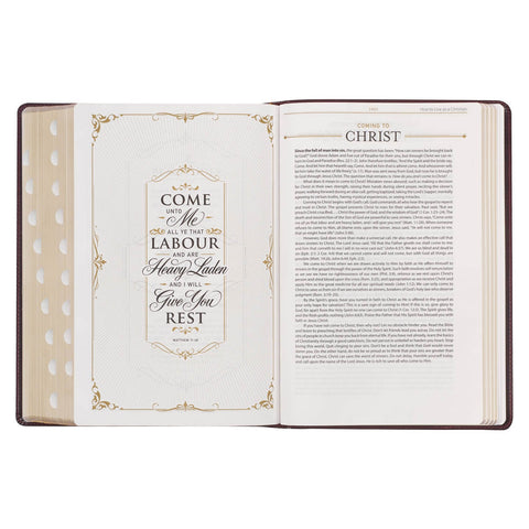 Burgundy and Saddle Tan Faux Leather Large Print King James Version Study Bible with Thumb Index