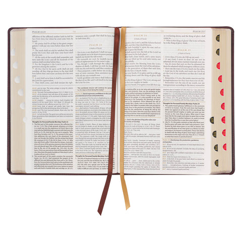Burgundy and Saddle Tan Faux Leather Large Print King James Version Study Bible with Thumb Index
