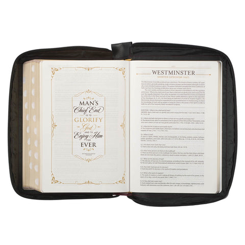 Burgundy and Black Faux Leather King James Version Study Bible with Thumb Index and Zippered Closure