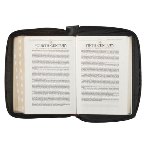Burgundy and Black Faux Leather King James Version Study Bible with Thumb Index and Zippered Closure