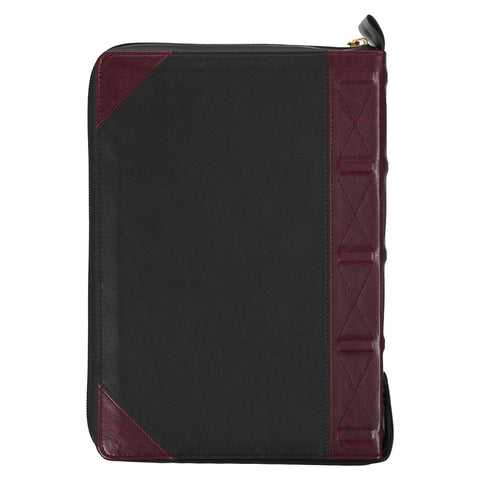 Burgundy and Black Faux Leather King James Version Study Bible with Thumb Index and Zippered Closure