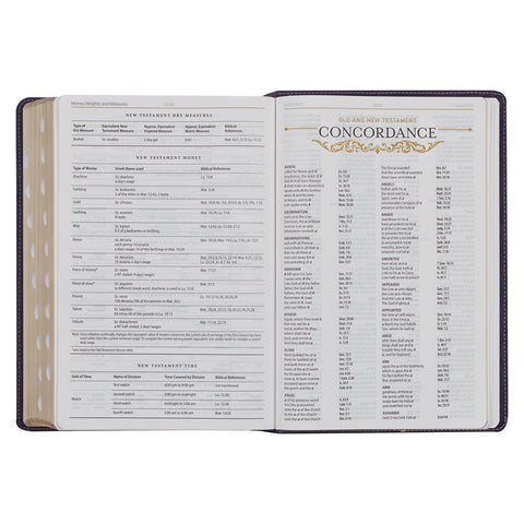 Two-tone Purple Faux Leather Large Print King James Version Study Bible with Thumb Index