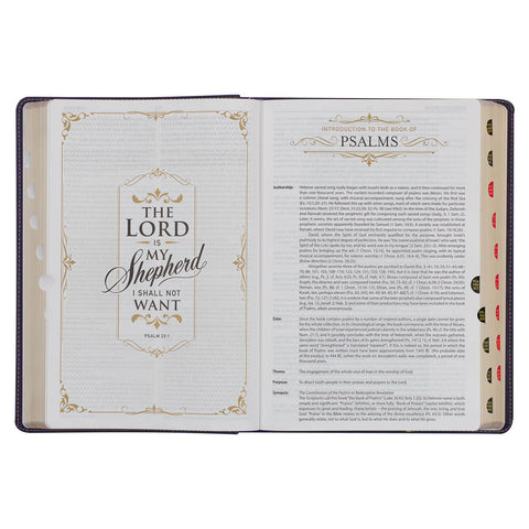 Two-tone Purple Faux Leather Large Print King James Version Study Bible with Thumb Index