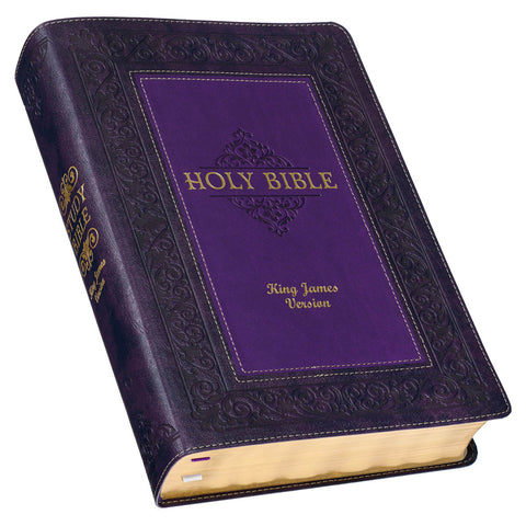 Two-tone Purple Faux Leather Large Print King James Version Study Bible with Thumb Index