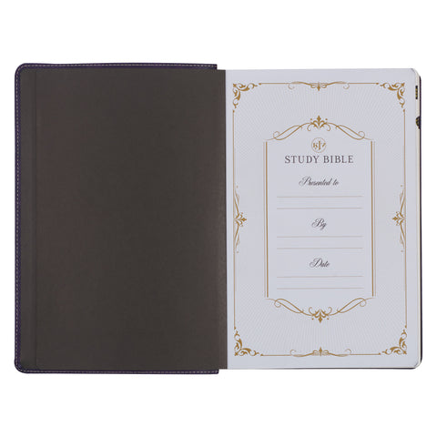Two-tone Purple Faux Leather Large Print King James Version Study Bible with Thumb Index