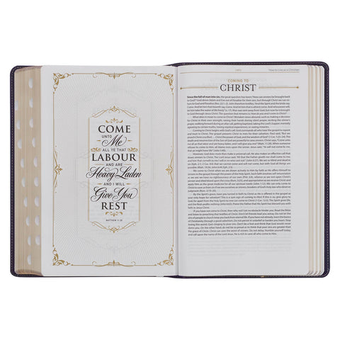 Two-tone Purple Faux Leather Large Print King James Version Study Bible with Thumb Index