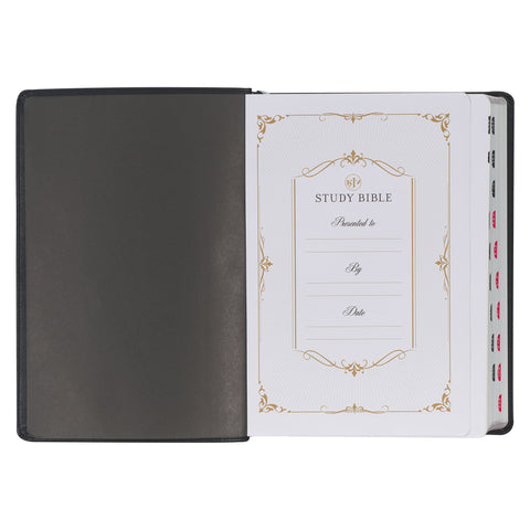 Black Faux Leather King James Study Bible with Thumb Index
