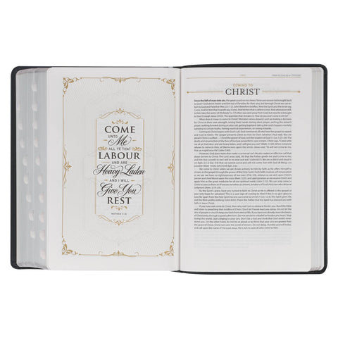 Black Faux Leather King James Study Bible with Thumb Index