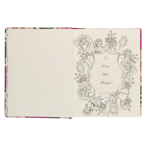 Rose-pink Floral Faux Leather Hardcover KJV My Creative Bible with Elastic Closure