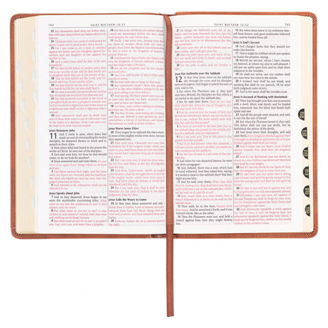 Honey-brown Faux Leather King James Version Deluxe Gift Bible with Thumb Index