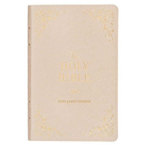 Pearlized Ivory Faux Leather King James Version Deluxe Gift Bible with Thumb Index