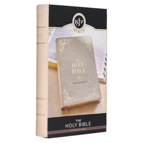 Pearlized Ivory Faux Leather King James Version Deluxe Gift Bible with Thumb Index