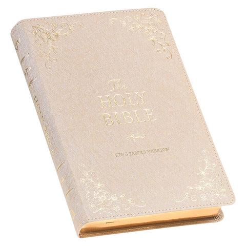 Pearlized Ivory Faux Leather King James Version Deluxe Gift Bible with Thumb Index