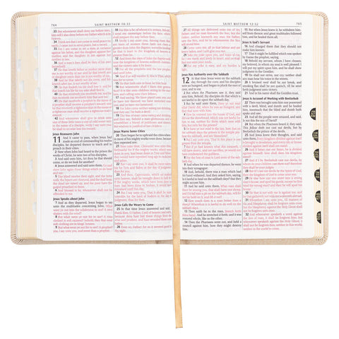 Pearlized Ivory Faux Leather King James Version Deluxe Gift Bible with Thumb Index