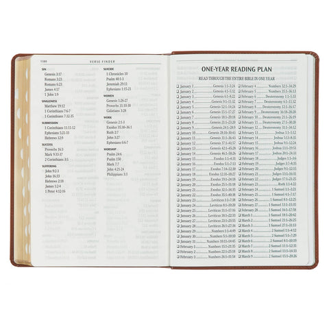 Diamond Honey-brown Faux Leather Full-size Giant Print King James Version Bible with Thumb Index