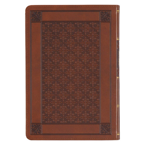 Diamond Honey-brown Faux Leather Full-size Giant Print King James Version Bible with Thumb Index