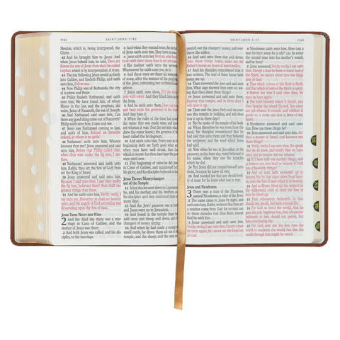 Diamond Honey-brown Faux Leather Full-size Giant Print King James Version Bible with Thumb Index