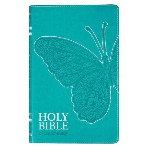 Teal Butterfly Faux Leather King James Version Gift Edition Bible