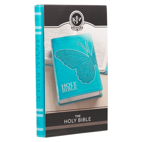 Teal Butterfly Faux Leather King James Version Gift Edition Bible