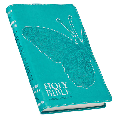 Teal Butterfly Faux Leather King James Version Gift Edition Bible