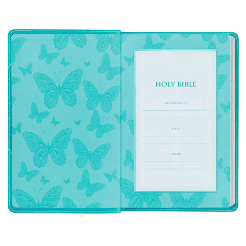 Teal Butterfly Faux Leather King James Version Gift Edition Bible
