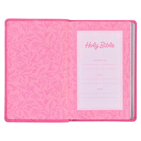 Pearlized Cherry Pink Faux Leather King James Version Gift Edition Bible