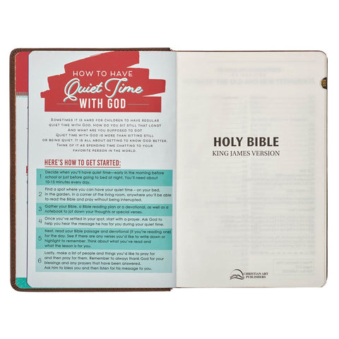 Lion Brown Faux Leather Kid's King James Version Bible