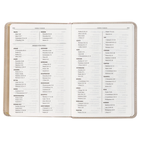 Taupe Bouquet Faux Leather Compact King James Version Bible