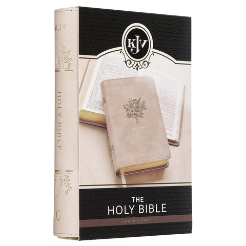 Taupe Bouquet Faux Leather Compact King James Version Bible