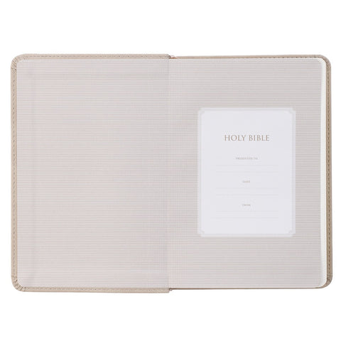 Taupe Bouquet Faux Leather Compact King James Version Bible