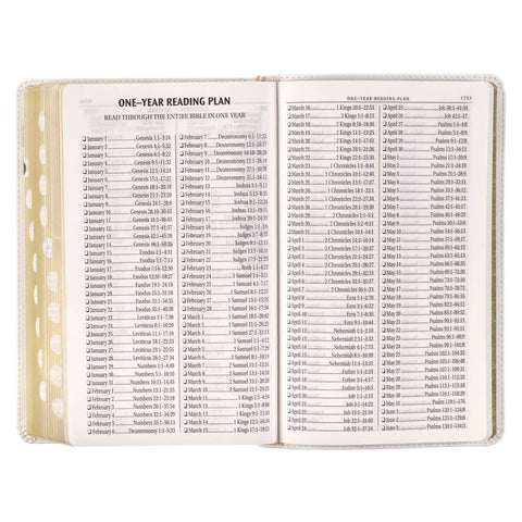 White Floral Faux Leather Giant Print Standard-size King James Version Bible with Thumb Index