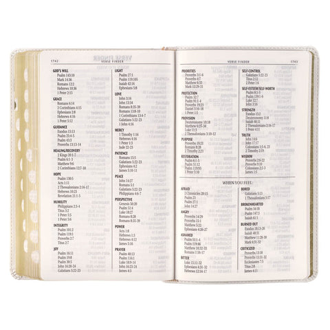 White Floral Faux Leather Giant Print Standard-size King James Version Bible with Thumb Index