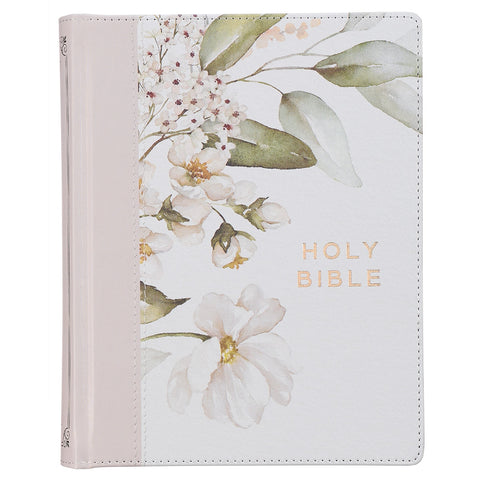 Feather Gray Floral Faux Leather Hardcover King James Version Note-taking Bible