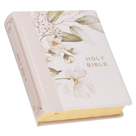 Feather Gray Floral Faux Leather Hardcover King James Version Note-taking Bible