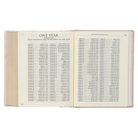 Rosy Coral Floral Faux Leather Hardcover King James Version Note-taking Bible