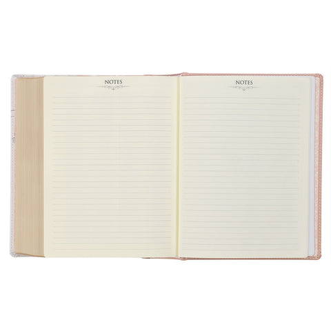 Rosy Coral Floral Faux Leather Hardcover King James Version Note-taking Bible