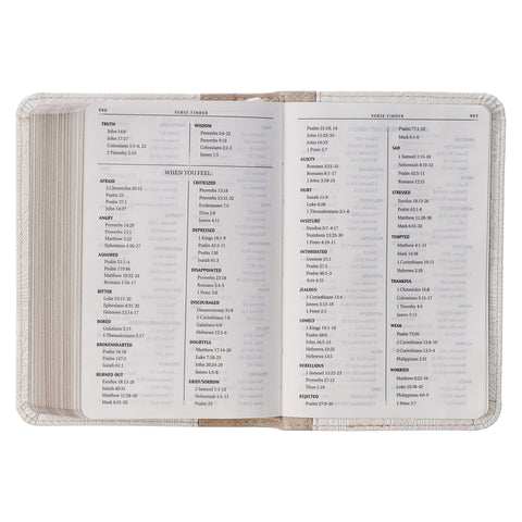 Pearlized White and Taupe Faux Leather King James Version Pocket Bible