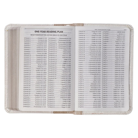 Pearlized White and Taupe Faux Leather King James Version Pocket Bible