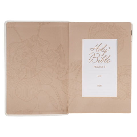 White Faux Leather Super Giant Print King James Version Bible with Thumb Index