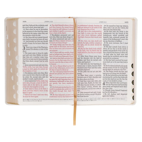 White Faux Leather Super Giant Print King James Version Bible with Thumb Index