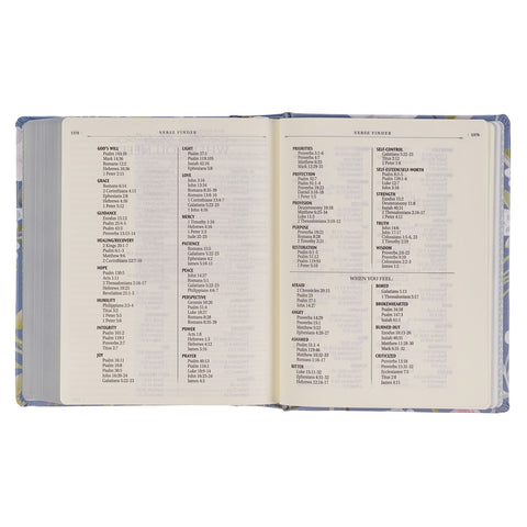 Blue Floral Hardcover Flora Collection Faux Leather King James Version Note-taking Bible - Colossians 3:2