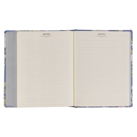 Blue Floral Hardcover Flora Collection Faux Leather King James Version Note-taking Bible - Colossians 3:2