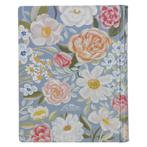 Blue Floral Hardcover Flora Collection Faux Leather King James Version Note-taking Bible - Colossians 3:2