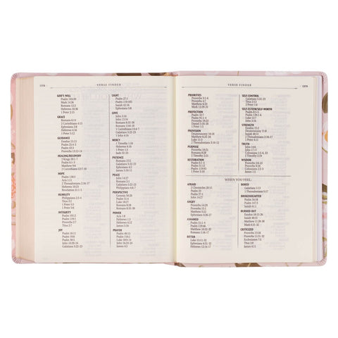 Peach Floral Margo Collection Faux Leather King James Version Note-taking Bible - Proverbs 31:25