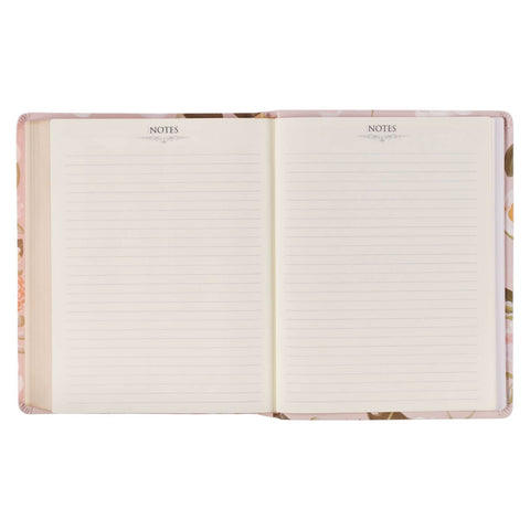 Peach Floral Margo Collection Faux Leather King James Version Note-taking Bible - Proverbs 31:25