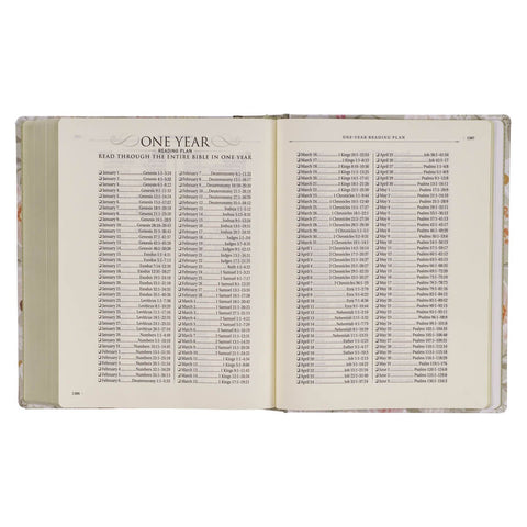 Sage Green Floral Hardcover Amelia Collection Large Print King James Version Note-taking Bible - Luke 22:42