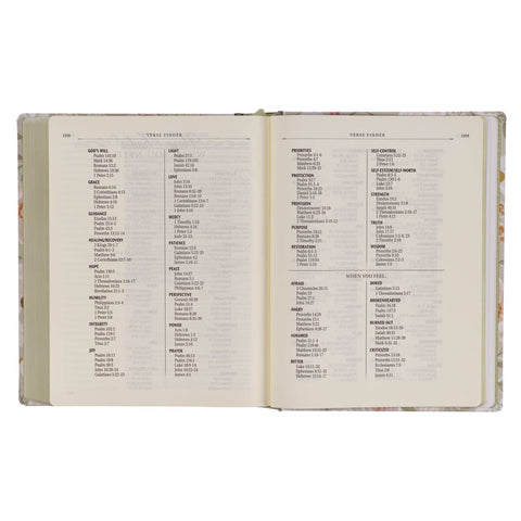 Sage Green Floral Hardcover Amelia Collection Large Print King James Version Note-taking Bible - Luke 22:42